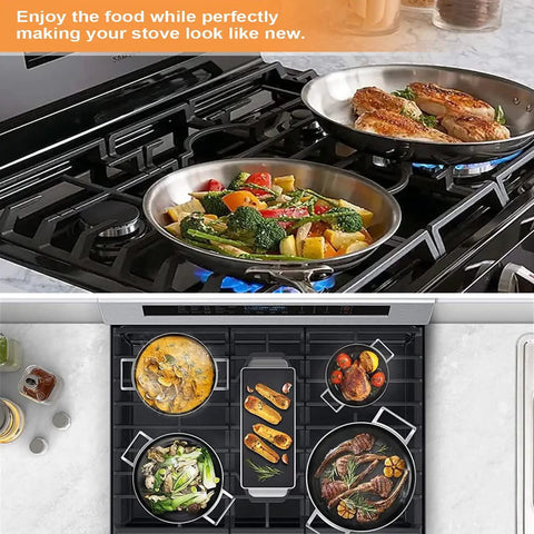 Upgraded Cuttable Gas Burner Covers For Stovetop Easy Clean Reusable Nonstick Liners For Most Gas Ranges Washable 27x16.7In