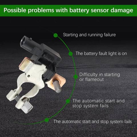 Direct Swap Battery Monitor Sensor Module For Chevy Gmc Buick Cadillac 2016 To 2023 OE Number 13545954 showing connection points and problems with battery sensor.