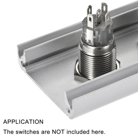 Close-up of 16mm switch mounting in Two Hole 16mm Aluminum Switch Button Station Box With PG7 Cable Gland And Mounting Base.