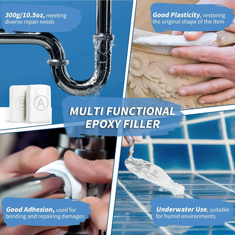 Multipurpose Epoxy Putty Sticks White Do It All Repair Compound For Leaks Cracks Holes And Sculpting Modeling Clay For Metal Ceramics Plastic Wood Tile Concrete Underwater And Above Water Use 10.5 Ounce And 300 Gram
