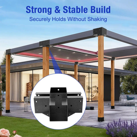 Pergola with 4x4 Pergola Brackets Kit 4 Way Corner Brackets For Gazebos And Patios Heavy Duty Wood Post Supports Installed