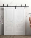 Bypass Barn Sliding Doors Set With Hardware Included No Glass MDF 84x96 White Boss Barn Style Interior Doors for room division