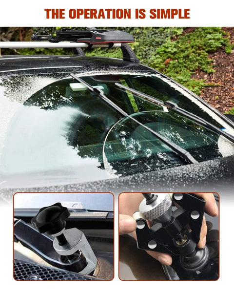 Universal Windshield Wiper Arm Removal Tool Kit With Stainless Steel Wiper Puller being used on a car for damage-free removal