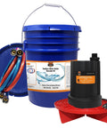 Tankless Water Heater Descaler Kit With 3.5 Gallon Bucket, 1/6 HP Pump, And Dual Steel Hoses for flushing and maintenance