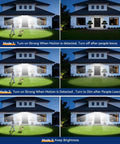 Motion Sensor Outdoor LED Flood Light With 7000 Lumen Output And 6500K Daylight Waterproof Hardwired Wall Light With Adjustable Three Heads For Entryway Yard Or Garage UL Listed And ETL Certified illuminating different modes at night.