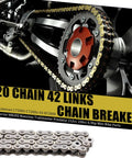 42 Link 420 Chain With Chain Breaker Fits Coleman CT200U CT200U EX BT200X Baja Warrior MB200 Massimo Trailmaster Predator 212cc 196cc 6.5HP Mini Bike Parts Upgrade And Repair close-up