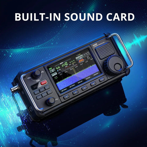 X6200 Portable HF Radio Transceiver Workhorse With RF Direct Sampling 50 MHz Band Airband WFM Receiver with built-in sound card.