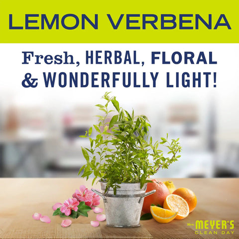 Lemon Verbena scent with fresh herbs and citrus for Multi Surface Cleaner Dispenser Starter Kit With 16 Oz Glass Bottle And Two 2 Oz Concentrated Refills Lemon Verbena Scent Makes 32 Oz Total Of Fresh Cleaning Power For Everyday Messes.