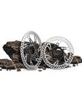 Pair Of Steel 140mm Centerlock Disc Rotors For Ekar Hydraulic Road Brakes, durable tempered stainless construction on rocks