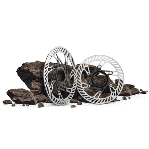 Pair Of Steel 140mm Centerlock Disc Rotors For Ekar Hydraulic Road Brakes, durable tempered stainless construction on rocks