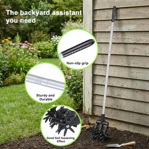 Lightweight Rotary Cultivator Tiller With Adjustable Stainless Steel Poles Anti Slip Grip for Soil Mixing in a garden