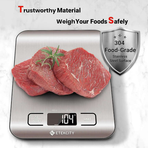 Digital Kitchen Scale With Grams And Ounces For Weight Loss, Baking And Meal Prep, Stainless Steel Compact Design with meat