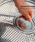 Hand lifting Yukon Pellet Adapter For Outdoor Fire Pit lid with mounted handle, durable stainless steel, 23.7 Inch Diameter