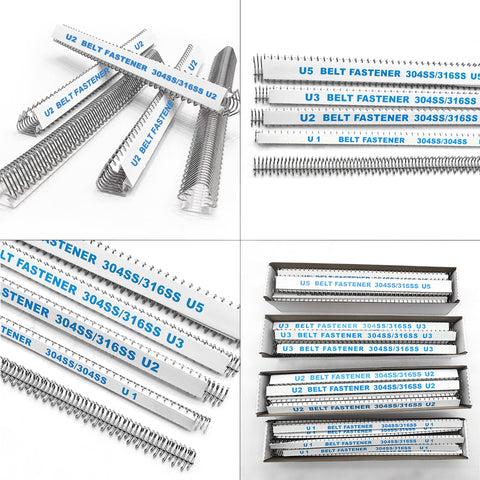 Rock Solid 316 Stainless Steel Conveyor Belt Splicer Pins For Industrial 12 Inch Fasteners Easy Grip Installation corrosion resistant clips in packaging.
