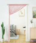Light Pink Beaded String Curtain For Doorways With Glitter Beads Privacy Panel For Door Window Closet Laundry Room And Living Spaces 39 Inch Wide By 79 Inch High Polyester Eco Friendly Easy Hang With Hooks For Quick Setup shown in a doorway
