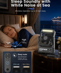 Woman sleeping with Cruise Certified Portable Fan With Night Light 10000mAh Ultra Slim Travel Fan 4 Speed Modes in bedroom