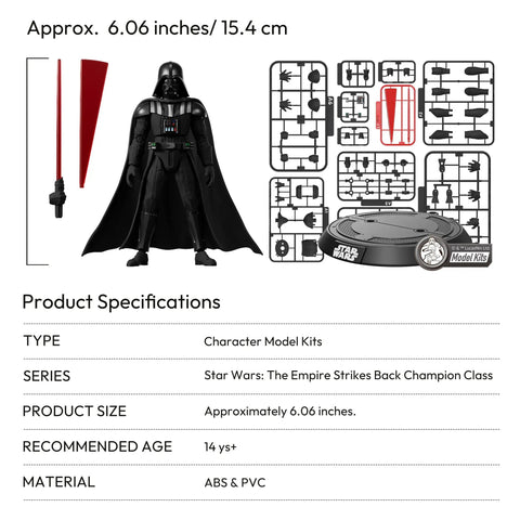 Darth Vader The Empire Strikes Back Model Kit Officially Licensed 6.06-Inch Poseable Figure With Movie Accurate Armor