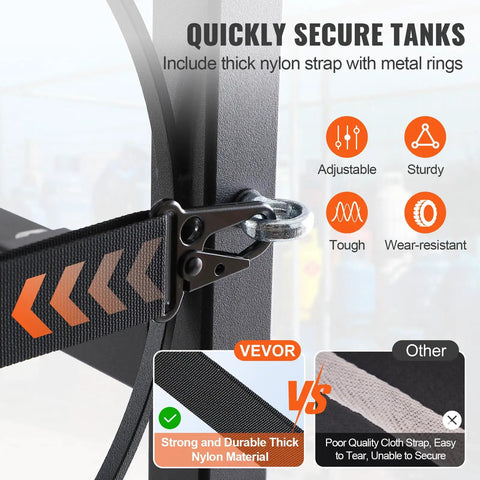 Premium Heavy Duty Carbon Steel Refrigerant Tank Rack Holds Five Gas Cylinders Hella Tough Secure Organizer For Air Conditioning Freon Nitrogen Oxygen Warehouse Loaded