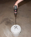 Power Drill Mixer Attachment For Paint Cement Grout And Thinset 5 Inch By 24 Inch Bucket Mixing Tool in use with drill