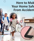 Top Shelf Baby Proofing Edge And Corner Guard Protectors Featuring Twenty Feet Of PreTaped Shock Absorbing Rubber Foam With Eight Thick Furniture Bumpers For No Sweat Toddler Safety And Quick Peel Off Cleanup with children playing safely at home.