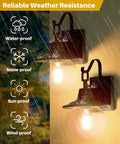 Two Pack Farmhouse Porch Lights Outdoor Wall Sconces Set With Globular Seeded Glass In Rustic Bronze Exterior Wall Mount Lanterns, Classic Style with Weather Resistance Features