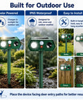 Two Gear Solar Ultrasonic Animal Deterrent With Motion Sensor Strobe Flash Yard Garden Deer Cat Rabbit Repeller For Plants And Vegetables Habituation Proof 2026 Upgrade on stake, wall, fence, and tree