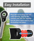 Universal Transmission Shift Cable Bushing Repair Kit Install Tool For 2003 2017 Suzuki Grand Vitara, 2000 2017 Toyota Sienna, And 1993 2017 Toyota Corolla, No Fuss Quick Fix For Sticking Shifts And Hard To Engage Gears, showing easy installation steps.