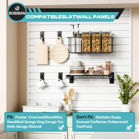 24 Piece Slatwall Accessories Kit With Metal Storage Baskets Heavy Duty Shelf Brackets Multi Size Hanging Hooks For Retail Store Fixtures And A Hella Organized Merch Display Setup