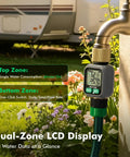 Dual Zone Display Water Flow Meter With Big LCD Screen For Real Time Usage Tracking Built Tough Brass Meter Great For Home Garden And Irrigation Monitoring on hose