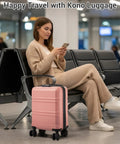 Kono 15'' underseat carry-on luggage, nude/rose pink, PC+ABS hard-shell with spinner wheels, airline approved