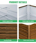 Two Pack 4x2x2 Ft Raised Garden Beds Outdoor Galvanized Planter Boxes with details on middle support bars and brown finish
