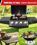 Small Nonstick 3 Piece Grill Basket Set For Vegetables Seafood And Meat Perfect For Grillin And Chillin BBQ On Charcoal Gas And Outdoor Grills Perforated Heavy Duty Grill Pan Easy To Clean Toss And Go in use on an outdoor gas grill.