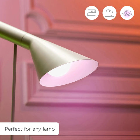 60W Equivalent A19 Smart LED Bulbs With RGB Color Changing, Tunable White, Dimmable Lighting in a modern lamp