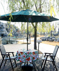 60 Inch Round Waterproof Tablecloth With Umbrella Hole And Zipper For Indoor Outdoor Use Spillproof Polyester Patio Cover with colorful design on garden table under umbrella