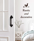 Beefy Heavy Duty Barn Door Handles Set Of 2 Black Rustic Cast Iron Gate Handles For Farmhouse Decor Sliding Doors With Hardware Large 9 Inch Indoor And Outdoor Use Pre Drilled Holes black handle installed on white barn door