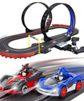 Sonic Racing CrossWorlds Slot Car Track Set With Rad Double Loop Action, Sonic And Shadow 3.5 Inch Cars, Turbo Boost Hand Controllers
