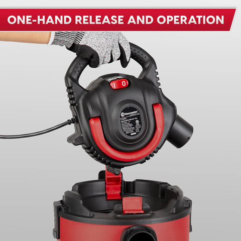 Beast All In One Wet Dry Vacuum With Detachable Blower 6 Gallon 5 Peak HP 70 CFM Suction 190 MPH Blower Easy One Hand Release