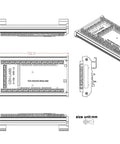 DIN Rail Mount Screw Terminal Block Adapter Module For Arduino Mega 2560 R3, 3.81mm Pitch, detailed technical drawing