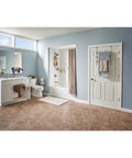 Bathroom with Over The Door Towel Rack With 3 Tier Hooks In Nickel Finish holding towels; space saving storage solution.