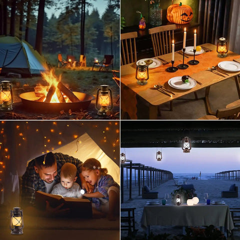 Two Pack Bronze Vintage Rechargeable Lanterns With Remote Control Four Modes Include Flickering Flame And Three Color Temperatures 3000K 4500K 6000K Perfect For Camping Power Outages And Outdoor Adventures used in various settings