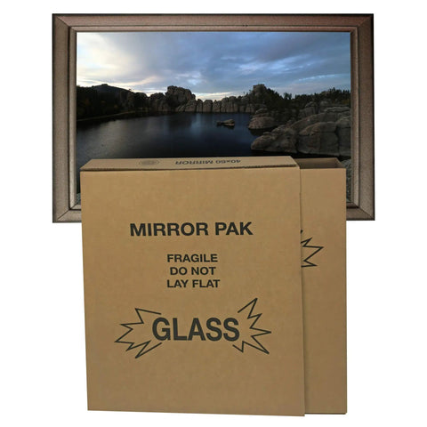 Five 2-Piece Mirror And Picture Boxes For Wall Art Up To 30 By 40 Inches, Adjustable Depth To Four Inches shown with framed artwork