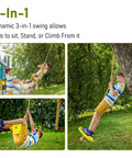 Tree Swing Disc Seat for Kids Yellow Round Outdoor Backyard Swing with 220lbs Capacity in use with children playing