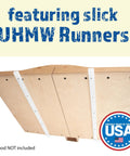 DIY 19 Inch Crosscut Sled Kit For Table Saw with UHMW bars and USA-made sign, wood not included.