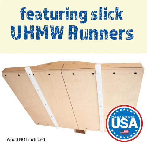 DIY 19 Inch Crosscut Sled Kit For Table Saw with UHMW bars and USA-made sign, wood not included.