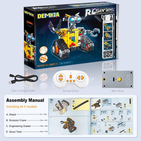 Rad 4 In 1 Robotic Building Kit for Kids and Adults With Remote and App Control Rechargeable RC Bot STEM Coding Toys 588 Pieces