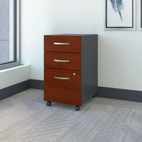 Series C 3 Drawer Rolling File Cabinet In Hansen Cherry Fully Assembled Under Desk Storage With Wheels For Home Office And Small Business Use Built To Last Metal File Cabinet For Easy Access And Neat Organization