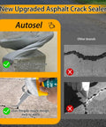 Comparison of Autoseal asphalt crack sealer application and a generic brand's results on cracked pavement.