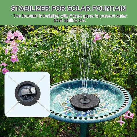 Solar Fountain For Bird Bath With Glass Panel High Efficiency 3.5W Water Pump Direct Sunlight Outdoor Garden Decor Black Finish
