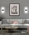Modern Indoor Wall Sconces Set Of Two LED Wall Mount Lamps 12W Cool White 6000K in a contemporary living room setting