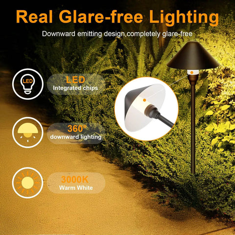 Low Voltage Pathway Lights With Timer Set Of 4, Auto On Off 4 Hour 6 Hour 8 Hour, 3000K Warm White Waterproof Landscape LED Lights
